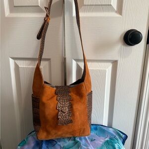 Carlos Falchi copper  Suede Shoulder Bag